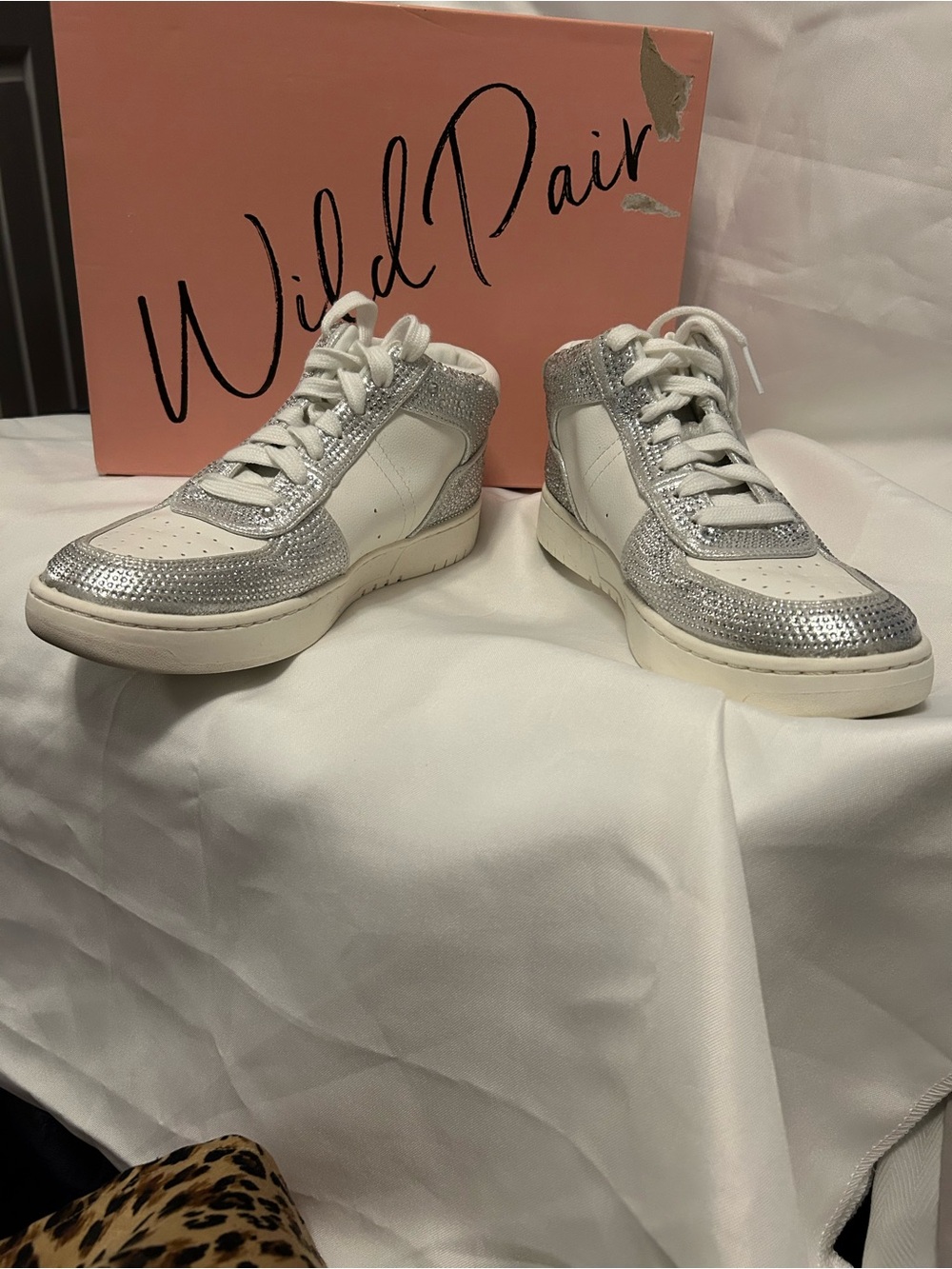 Wild Pair White and Silver Metallic High-Top Sneakers